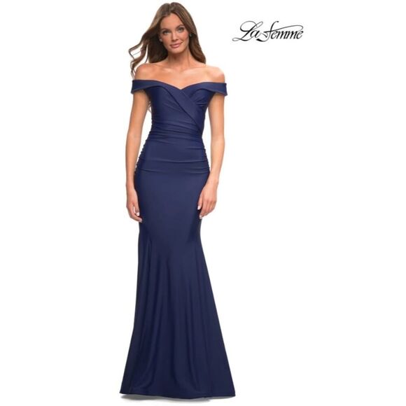 La Femme Off-the-Shoulder Long Formal Gown - Size 12 - New - Picture 1 of 5